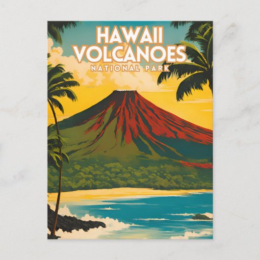 Hawaii Volcanoes National Park Travel Poster Postkarte (Vorderseite)