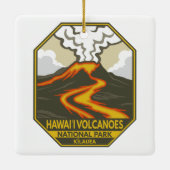 Hawaii Volcanoes Nationalpark Kilauea Retro Keramikornament (Rückseite)
