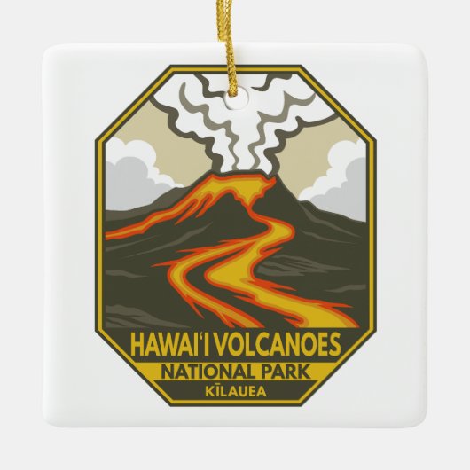 Hawaii Volcanoes Nationalpark Kilauea Retro Keramikornament (Vorderseite)