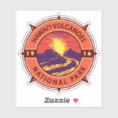 Hawaii Volcanoes Nationalpark Retro Kompass Aufkleber (Blatt)