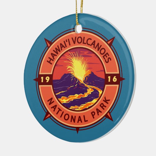 Hawaii Volcanoes Nationalpark Retro Kompass Keramik Ornament (Links)