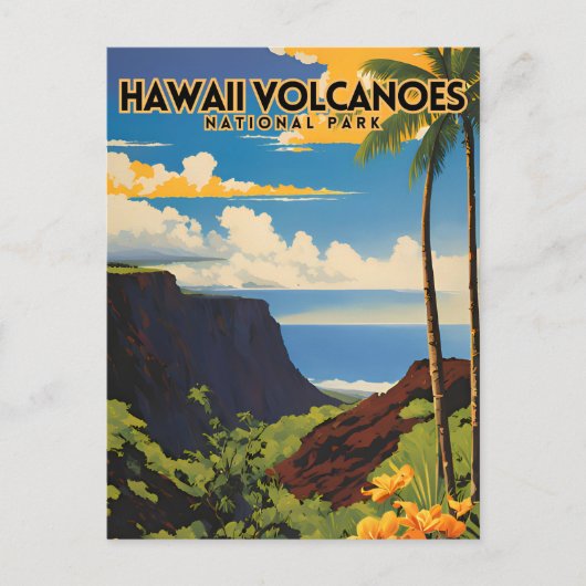 Hawaii Volcanois Nationalpark Vintage Reise Postkarte (Vorderseite)