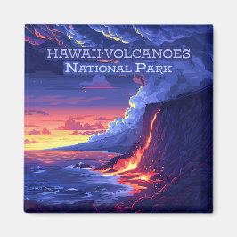 Hawaii Volcanos Nationalpark Große Insel Retro Magnet