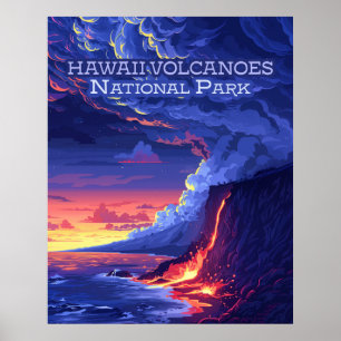 Hawaii Volcanos Nationalpark Große Insel Retro Poster