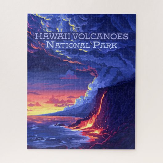 Hawaii Volcanos Nationalpark Große Insel Retro Puzzle (Vertikal)