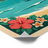 Hawaii-Vulkan-Illustration Reise Kunst Vintage Poster (Ecke)