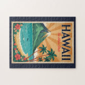 Hawaii-Vulkan-Illustration Reise Kunst Vintage Puzzle (Horizontal)