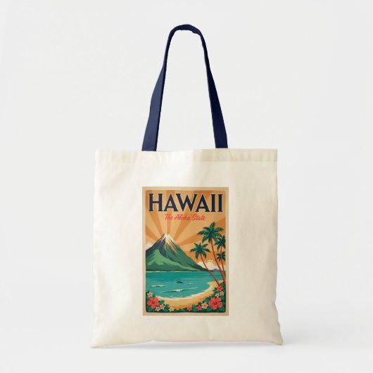 Hawaii-Vulkan-Illustration Reise Kunst Vintage Tragetasche (Vorne)