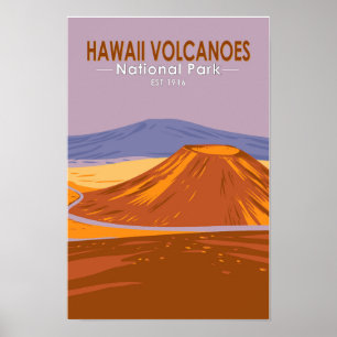 Hawaii Vulkane Nationalpark Mauna Kea Vintage Poster