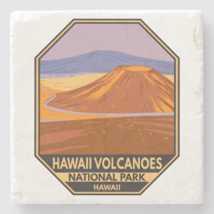 Hawaii Vulkane Nationalpark Mauna Kea Vintage Steinuntersetzer
