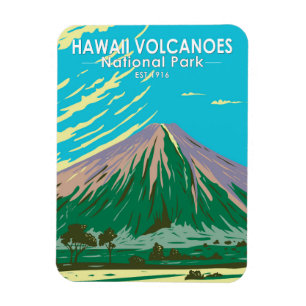 Hawaii Vulkane Nationalpark Mauna Loa Vintage Magnet