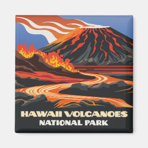 Hawaii Vulkane Nationalpark Mauna Loa Vintage Magnet