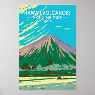 Hawaii Vulkane Nationalpark Mauna Loa Vintage Poster