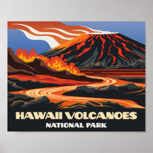 Hawaii Vulkane Nationalpark Mauna Loa Vintage Poster