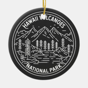 Hawaii-Vulkane Nationalpark Vintage Monoline Keramik Ornament