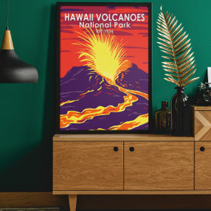 Hawaii Vulkane Nationalpark Vintage Poster