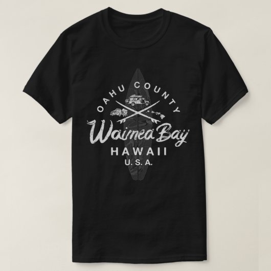 Hawaii Waimea Bay North Shore Oahu Hawaiian Surfin T-Shirt (Design vorne)