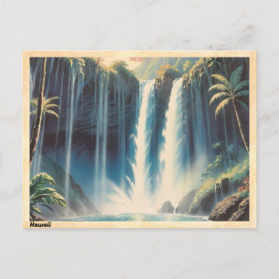 Hawaii Wasserfall Vintage Postkarte