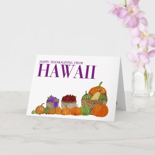 Hawaii Watercolor Pumpkins Erntedank Card Karte (Orchidee)
