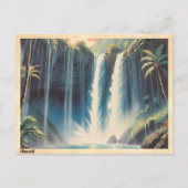 Hawaii Waterfall Vintag Postkarte (Vorderseite)