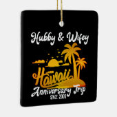 Hawaii Wedding Anniversary Couple Trip Keramikornament (Rechts)