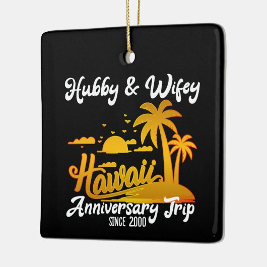 Hawaii Wedding Anniversary Couple Trip Keramikornament (Links)
