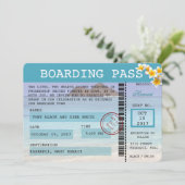 Hawaii Wedding Boarding Pass Einladung (Stehend Vorderseite)