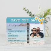 Hawaii Wedding Boarding Pass Save the Date (Stehend Vorderseite)