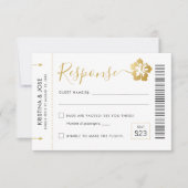 Hawaii Wedding Boarding Pass Ticket Zielort RSVP Karte (Vorderseite)
