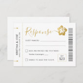 Hawaii Wedding Boarding Pass Ticket Zielort RSVP Karte (Vorne/Hinten)