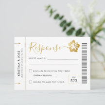 Hawaii Wedding Boarding Pass Ticket Zielort
