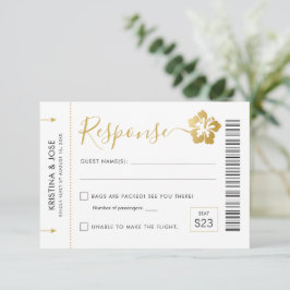 Hawaii Wedding Boarding Pass Ticket Zielort RSVP Karte
