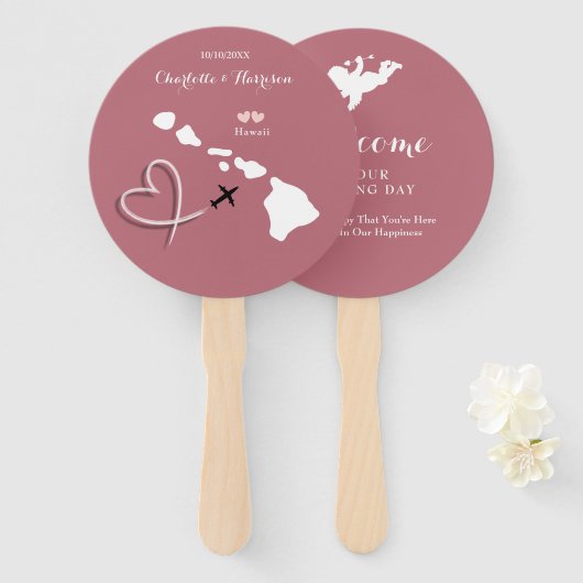 Hawaii Wedding Destination Hand Fan Fächer (Vorne und Hinten)