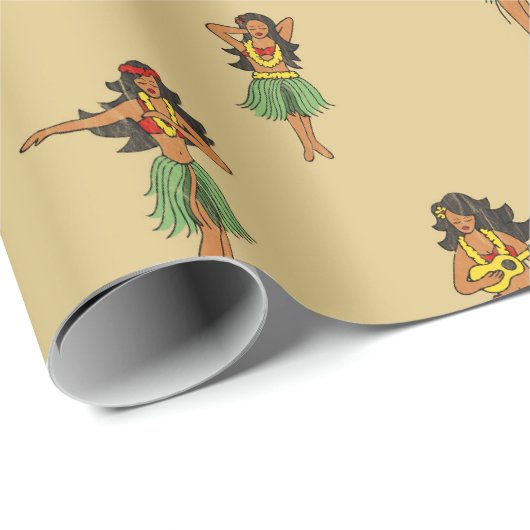 Hawaii Wedding Hula Dancing Girls Patterned Geschenkpapier (Rolleneckpunkt)
