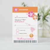 Hawaii Wedding RSVP Confirmation Boarding Pass Karte (Stehend Vorderseite)