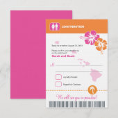 Hawaii Wedding RSVP Confirmation Boarding Pass Karte (Vorne/Hinten)
