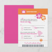 Hawaii Wedding RSVP Confirmation Boarding Pass Karte (Vorne/Hinten)