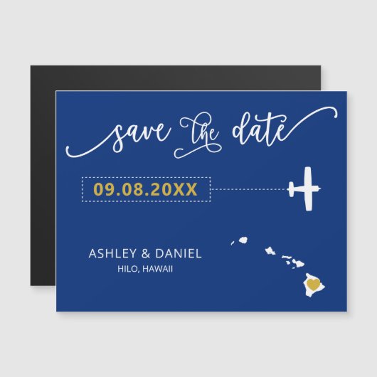 Hawaii Wedding Save the Date Card, Map Magneteinladung (Vorne/Hinten)