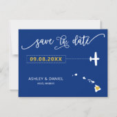 Hawaii Wedding Save the Date Card, Map Magneteinladung (Vorderseite)