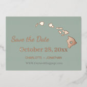 Hawaii Wedding Save the Date Rose Gold Folieneinladung (Vorderseite)