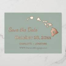 Hawaii Wedding Save the Date Rose Gold