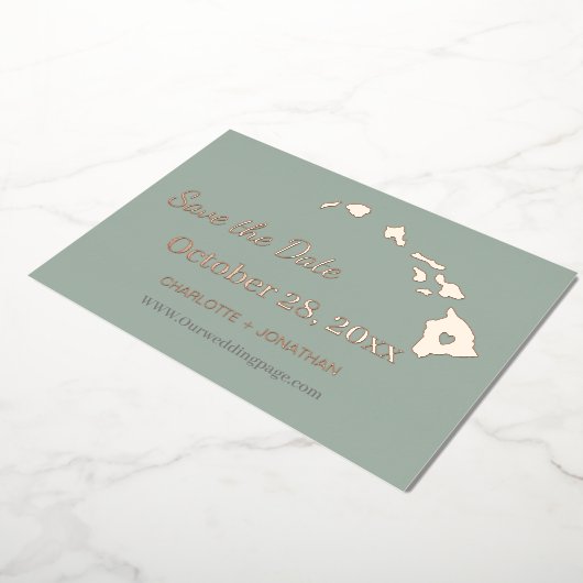 Hawaii Wedding Save the Date Rose Gold Folieneinladung (Gedreht)