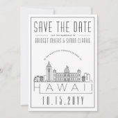 Hawaii Wedding Stylized Skyline Save the Date Einladung (Vorderseite)