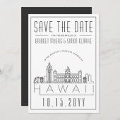 Hawaii Wedding Stylized Skyline Save the Date Einladung (Vorne/Hinten)
