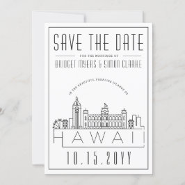 Hawaii Wedding Stylized Skyline Save the Date Einladung