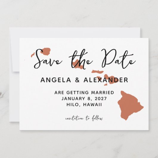 Hawaii Wedding Terracotta Save The Date (Vorderseite)