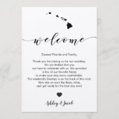 Hawaii Wedding Welcome Letter & Itinerary Card Programm (Vorderseite)