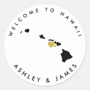 Hawaii Wedding Willkommensticker für Leckerei Box  Runder Aufkleber