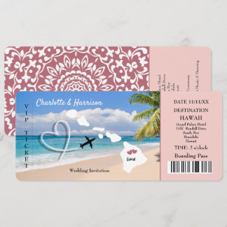 Hawaii Wedding Zielticket Einladung