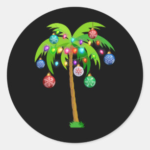 Hawaii Weihnachts-Palmenbaum Tropisches Weihnachte Runder Aufkleber